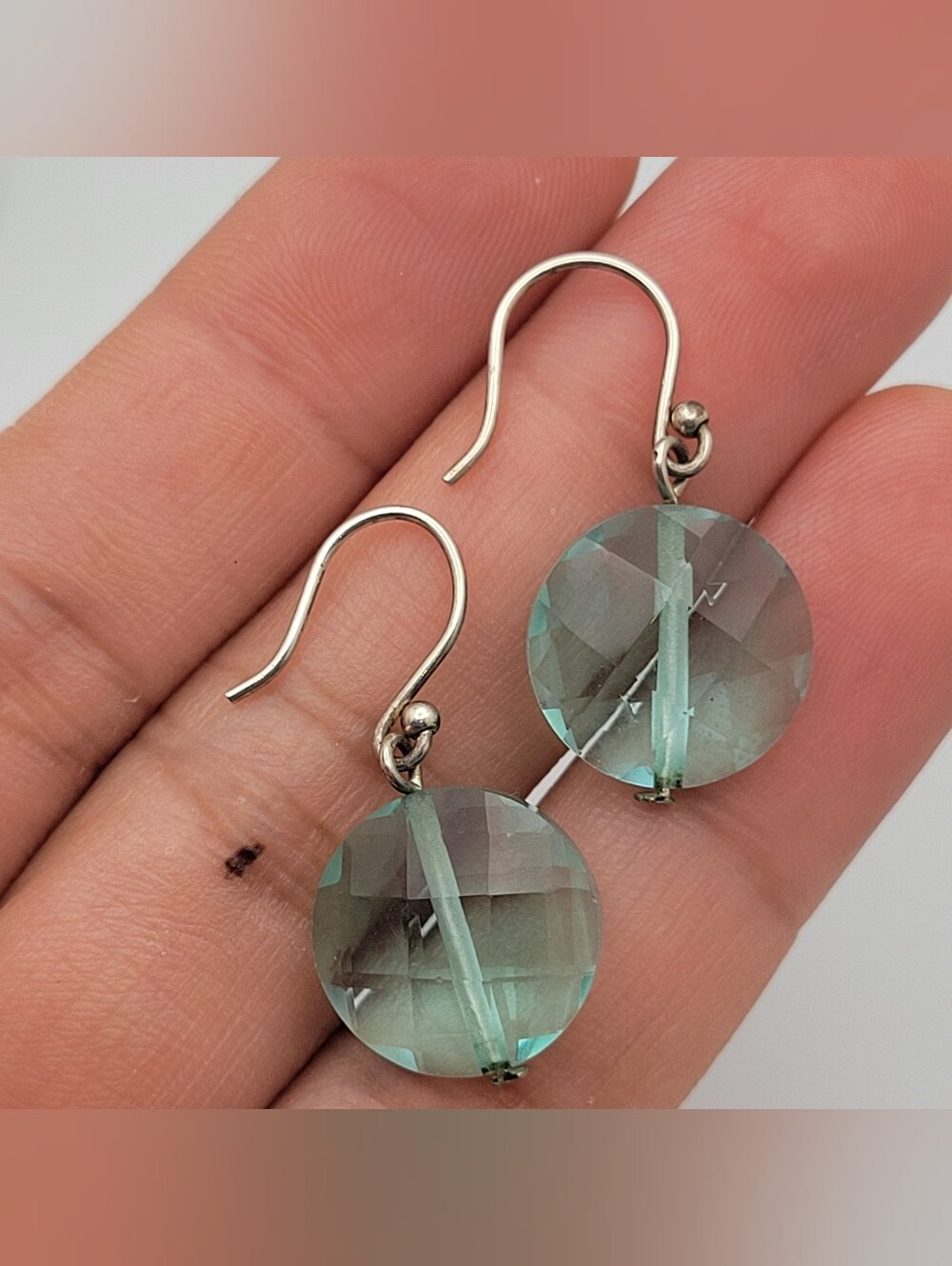 Sterling Silver Teal Crystal Drop Earrings - Women Jewelry
